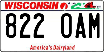WI license plate 822OAM