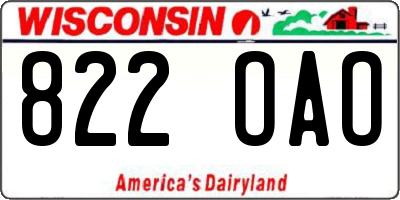WI license plate 822OAO