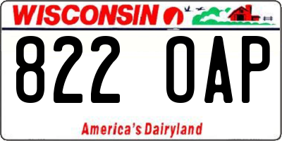 WI license plate 822OAP