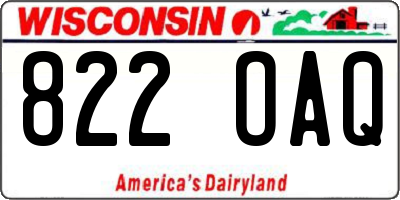 WI license plate 822OAQ