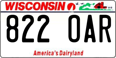 WI license plate 822OAR