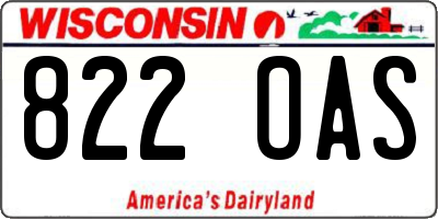 WI license plate 822OAS