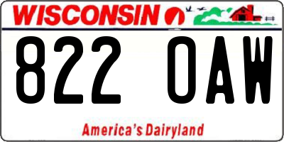 WI license plate 822OAW