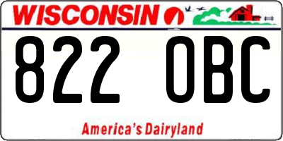 WI license plate 822OBC