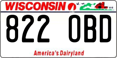 WI license plate 822OBD