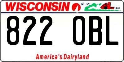 WI license plate 822OBL