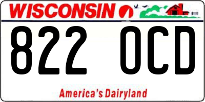 WI license plate 822OCD