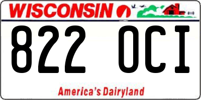 WI license plate 822OCI