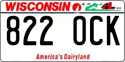 WI license plate 822OCK