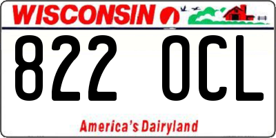WI license plate 822OCL