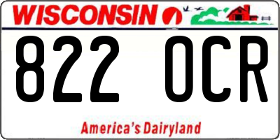 WI license plate 822OCR