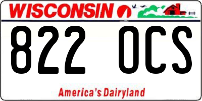 WI license plate 822OCS