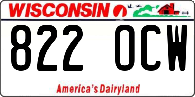 WI license plate 822OCW