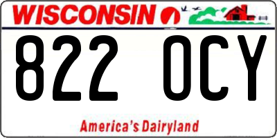 WI license plate 822OCY