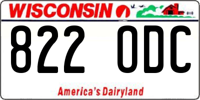 WI license plate 822ODC
