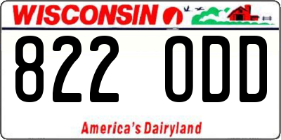 WI license plate 822ODD