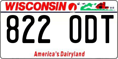 WI license plate 822ODT