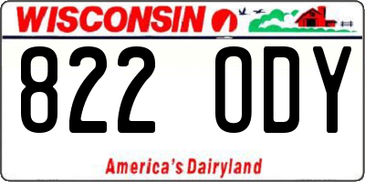 WI license plate 822ODY