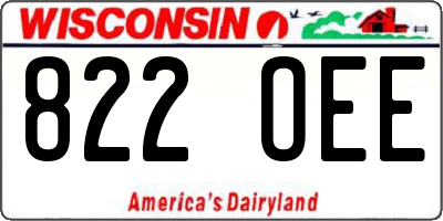 WI license plate 822OEE
