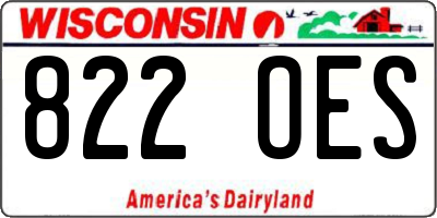 WI license plate 822OES