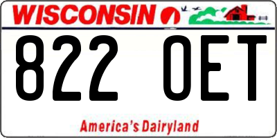 WI license plate 822OET
