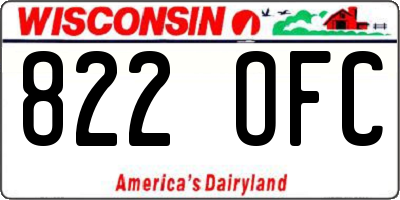 WI license plate 822OFC