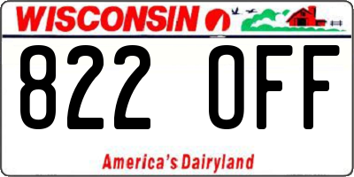WI license plate 822OFF