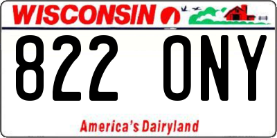 WI license plate 822ONY