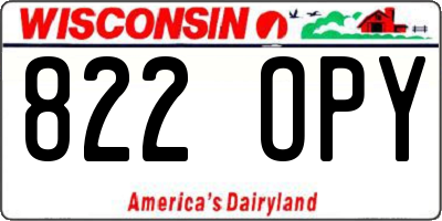 WI license plate 822OPY