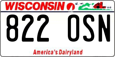 WI license plate 822OSN
