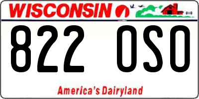 WI license plate 822OSO