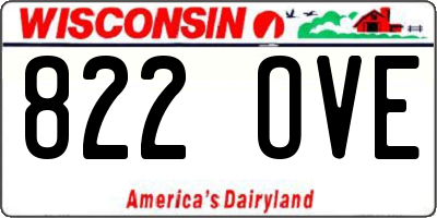 WI license plate 822OVE