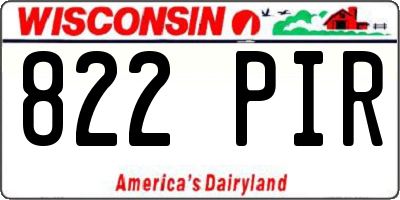 WI license plate 822PIR