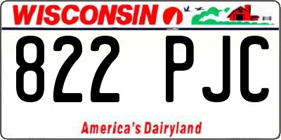 WI license plate 822PJC