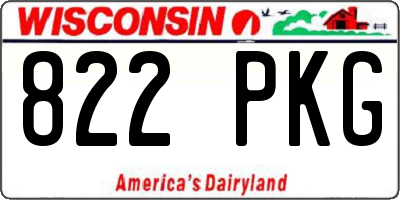 WI license plate 822PKG