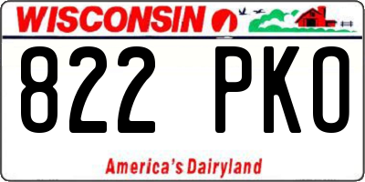 WI license plate 822PKO
