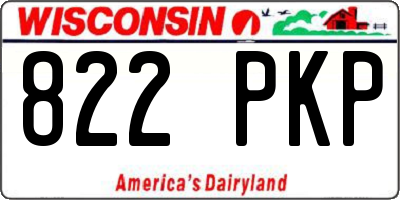 WI license plate 822PKP