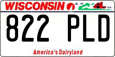 WI license plate 822PLD
