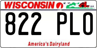 WI license plate 822PLO