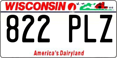 WI license plate 822PLZ