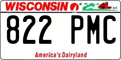 WI license plate 822PMC