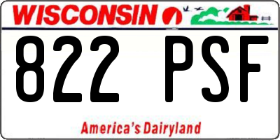 WI license plate 822PSF