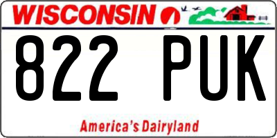 WI license plate 822PUK