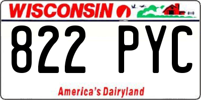 WI license plate 822PYC