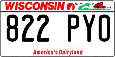 WI license plate 822PYO
