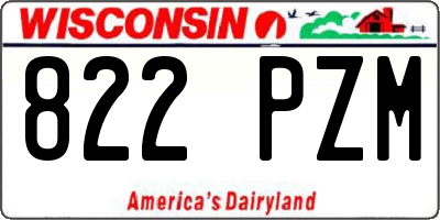WI license plate 822PZM