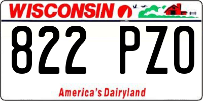 WI license plate 822PZO