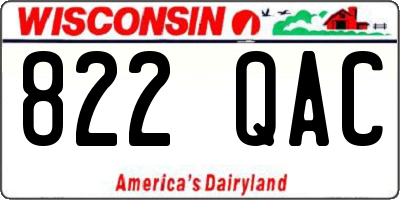 WI license plate 822QAC