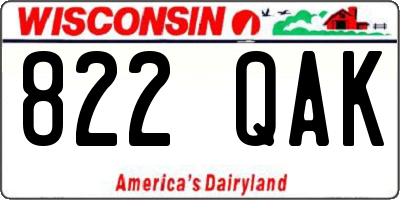 WI license plate 822QAK