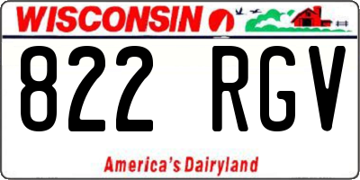 WI license plate 822RGV